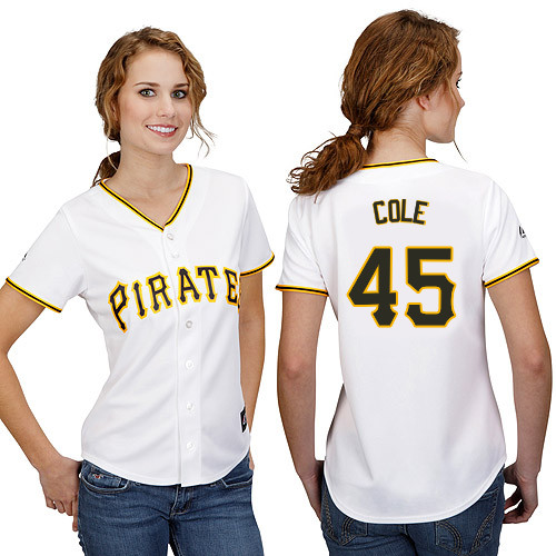 Gerrit Cole #45 mlb Jersey-Pittsburgh Pirates Women's Authentic Home White Cool Base Baseball Jersey